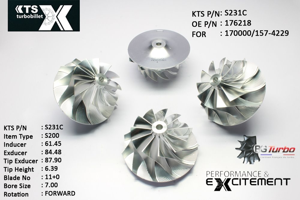 Turbo ROUE FORGÉE MFS PERFORMANCE - 11+0 PALES - INDUCER : 61,45 - EXDUCER : 84,48 - TYPE : S200ANGLE : 50° - ROTATION : Forward - SUPER BACK : 6,2 - BORE SIZE : 7
